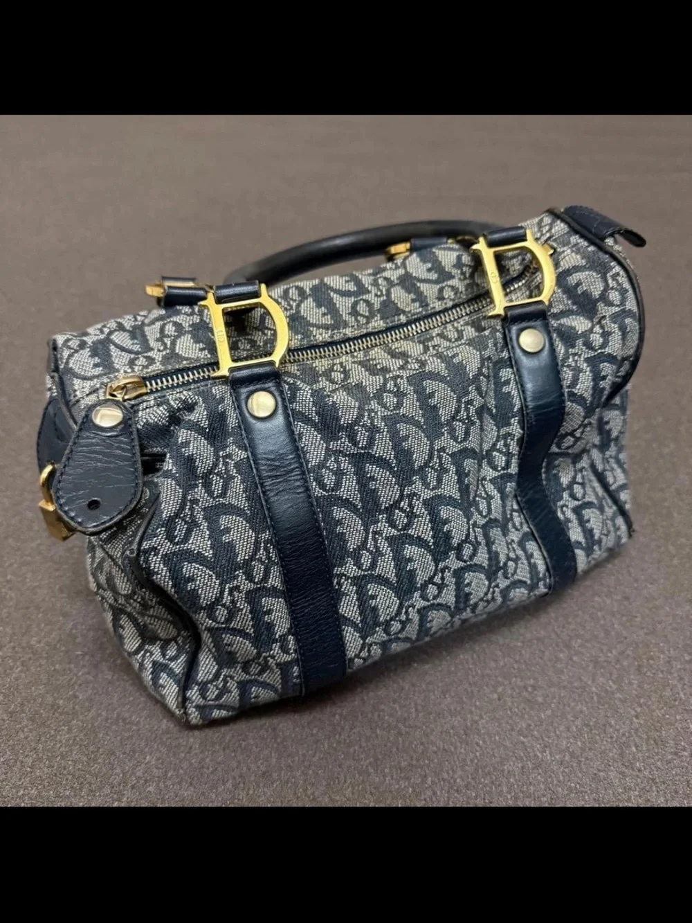 Dior Navy and Cream Monogram Satchel